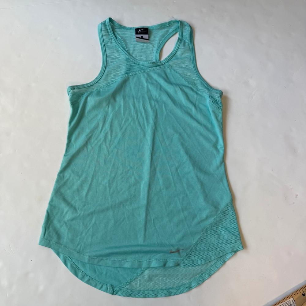 Nike Dri-FIT Aquamarine Teal Mesh Panel Racerback Tank Top Womens Small